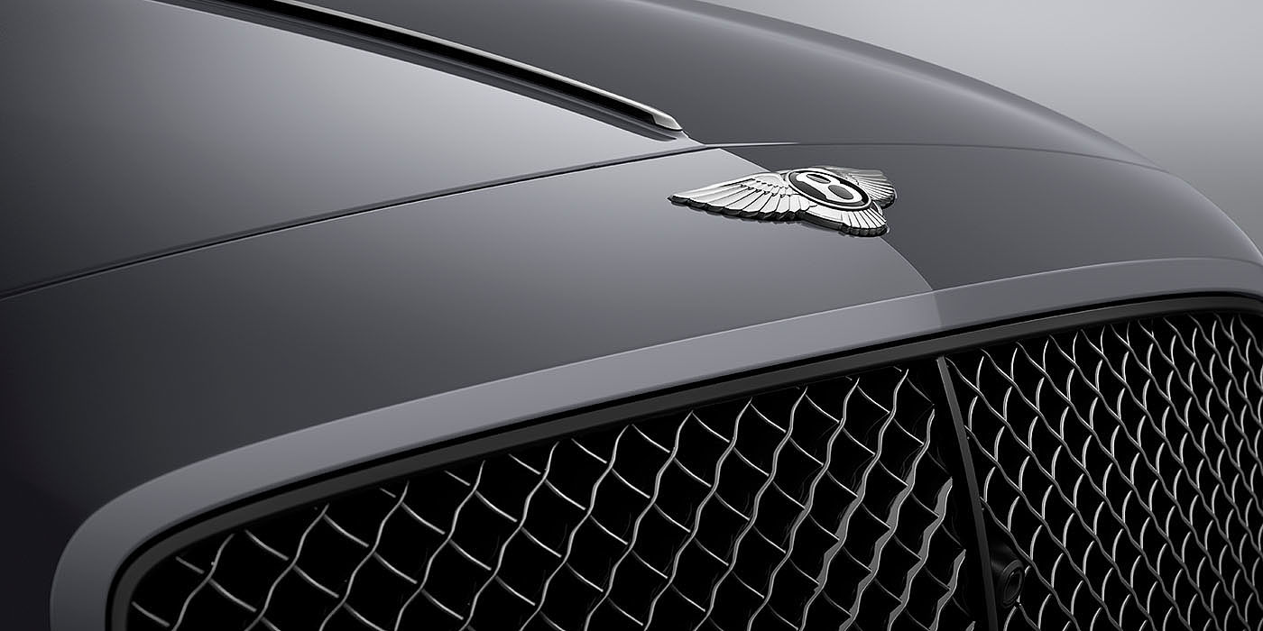Bentley Bristol Bentley Flying Spur S Cambrian Grey colour, featuring Bentley insignia and assertive matrix front grillle
