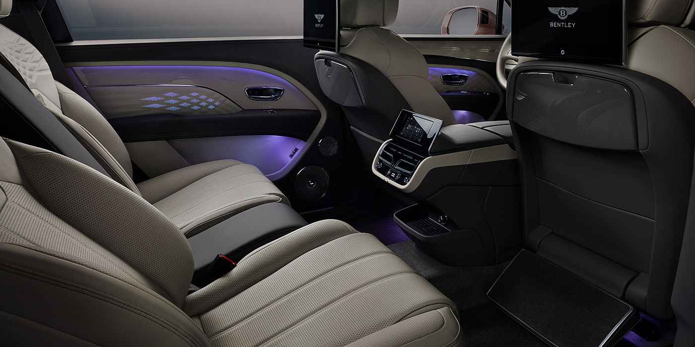 Bentley Bristol Bentley Bentayga EWB Azure SUV rear interior with Bentley Diamond Illumination